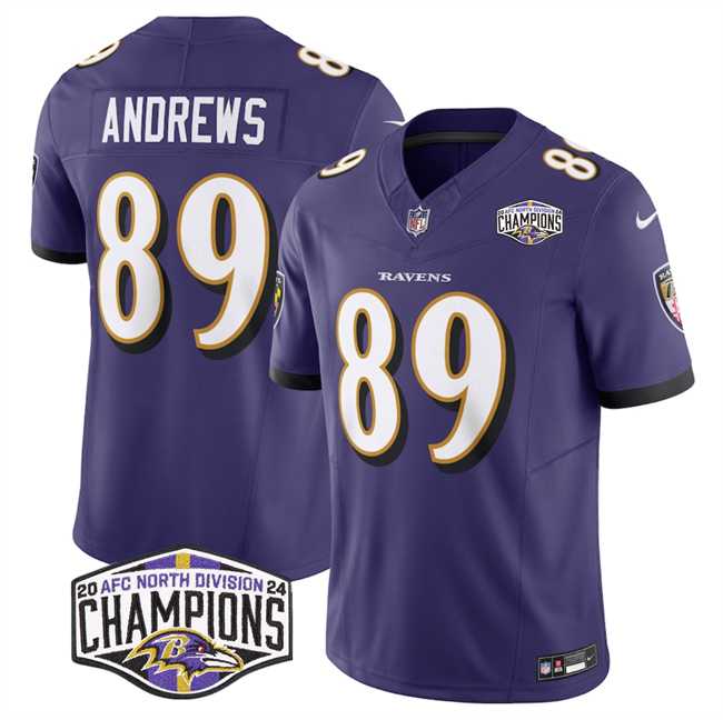 Mens Baltimore Ravens #89 Mark Andrews Purple F.U.S.E 2024 AFC North Division Champions Vapor Limited Jersey